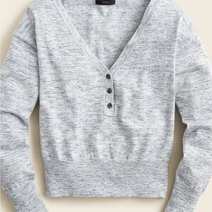 J. Crew Space-dyed wide V-neck henley sweater M